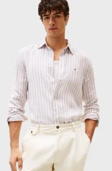 Мужская льняная рубашка в полоску LINEN ESSENTIAL STRIPE Разноцветный M Tommy Hilfiger MW0MW38581