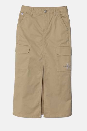 Детская юбка Calvin Klein Jeans цвет бежевый maxi прямая IG0IG02697 Детская юбка Calvin Klein Jeans цвет бежевый maxi прямая IG0IG02697