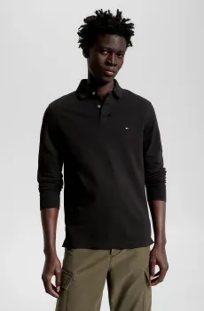Мужское черное поло 1985 REGULAR LS POLO Черный S Tommy Hilfiger MW0MW20183