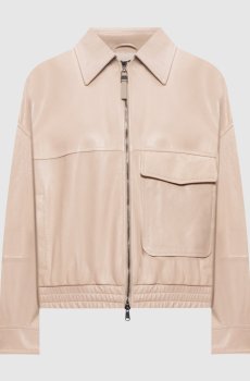Бежевая кожаная куртка
