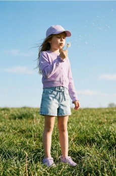 Джинсові шорти paperbag з поясом - синій