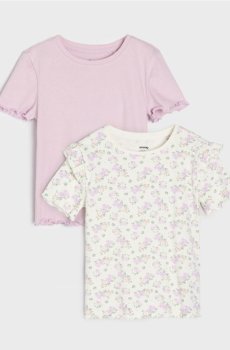 Бавовняні футболки з декоративними рюшами 2 pack - різнобарвний