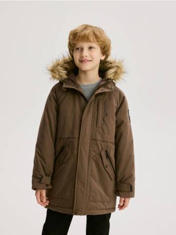 Reserved - Куртка з каптуром - темно коричневий - QF994-89X