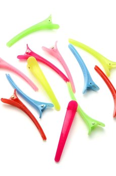 Проборные зажимы для волос Cosmo Shop пластиковые матовые, цветные, длина 80 мм, 12 шт (CS76M)