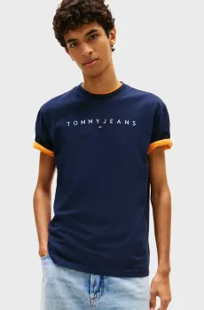 Мужская темно-синяя футболка REG LINEAR LOGO Синий XL Tommy Jeans DM0DM20744