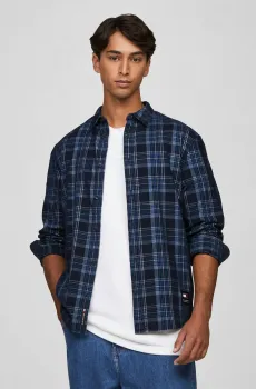 Мужская темно-синяя рубашка в клетку TJM REG CHECK CORD Синий M Tommy Jeans DM0DM19531
