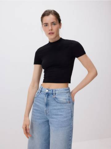 Reserved - Бавовняна футболка - чорний - 987ED-99X