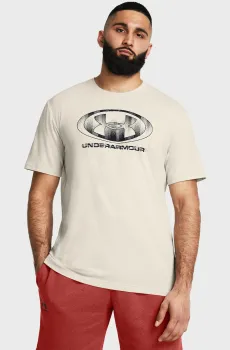 Мужская бежевая футболка UA M GLITCH LOGO 60/40S SS Бежевый S Under Armour 1386810-110