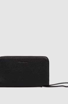 Черный большой кошелек с тиснением логотипа