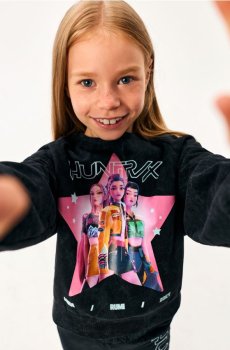 Бавовняний світшот crewneck з принтом K-Pop Demon Hunters - чорний