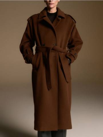 Reserved - LADIES` COAT & SCARF - золотисто-коричневий - 370HK-82X Reserved - LADIES` COAT & SCARF - золотисто-коричневий - 370HK-82X