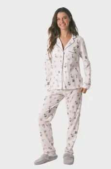 Женская белая пижама с узором (рубашка, брюки) Белый L womensecret 3132163