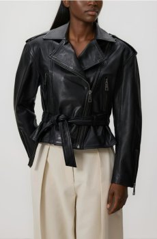 Reserved - Шкіряна байкерська куртка - чорний - 488IA-99X