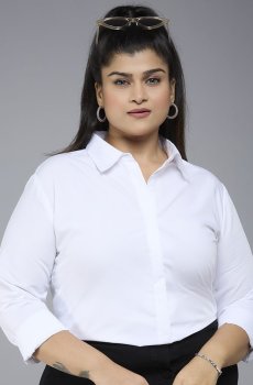 Style Quotient Women Plus Size Smart Fit Solid Spread Collar Formal Shirt