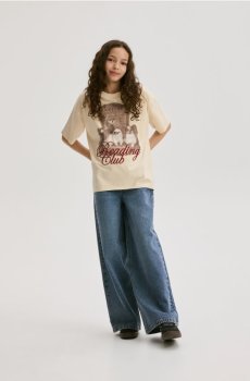 Reserved - Футболка з принтом і вишивкою - нюдовий - 021HU-02X