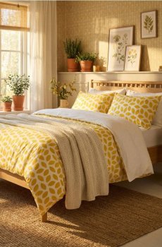 Комплект візерункової постільної білизни - жовтий