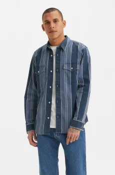 Мужская синяя джинсовая рубашка в полоску Синий L Levi’s® A1919;0040