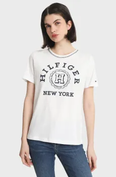 Женская белая футболка REG VARSITY HILFIGER Белый XS Tommy Hilfiger WW0WW41575