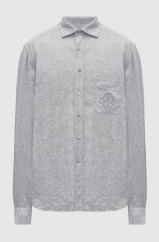 Серая рубашка из льна