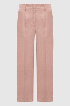 Розовые брюки из льна