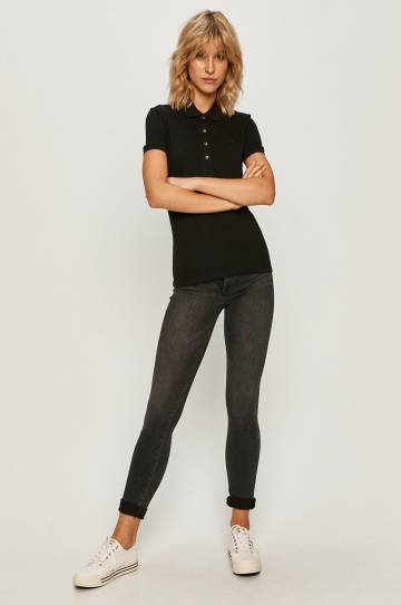 Футболка Lacoste женская цвет чёрный с воротником PF5462-001 Футболка Lacoste женская цвет чёрный с воротником PF5462-001