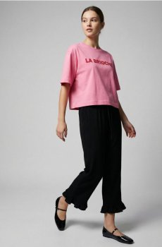 Бавовняна футболка з написом LA BRIOCHE - гібіскус