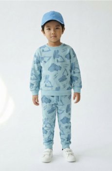 Світшот з принтом екскаватора - light blue