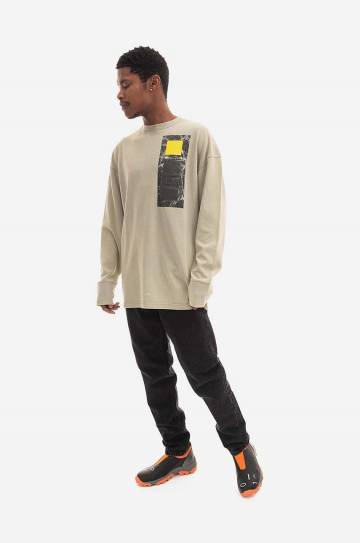 Хлопковый лонгслив A-COLD-WALL* Relaxed Cubist LS T-shirt цвет серый с принтом ACWMTS098-MOSSGREEN Хлопковый лонгслив A-COLD-WALL* Relaxed Cubist LS T-shirt цвет серый с принтом ACWMTS098-MOSSGREEN