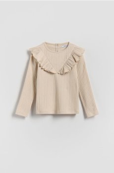Reserved - Ребриста футболка з воланами - бежевий - 884HT-08X
