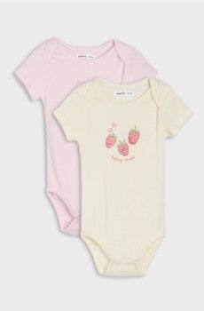 Бавовняне дитяче боді з фруктовим принтом 2 pack - кремовий