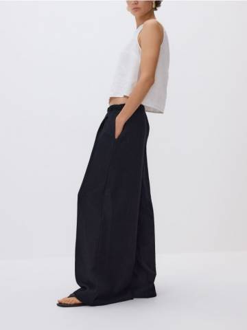 Reserved - Широкі штани з додатком льону - чорний - 705GM-99X