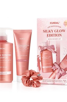 Набор для волос Kundal Silk Glow Edition Protein Bonding Set, Ylang Ylang (шампунь, 500 мл + маска, 250 мл + резинка для волос)