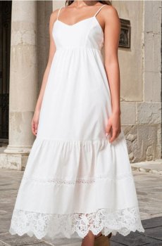 Міді сукня з мереживною обробкою - білий