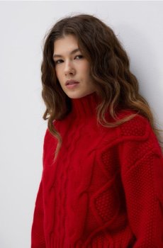 Reserved - Водолазка з вовни - червоний - 921II-33X