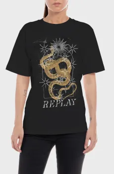 Женская черная футболка Черный XS Replay W3698C.000.22658P