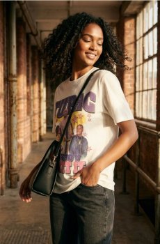 Бавовняна футболка з принтом Tupac - кремовий