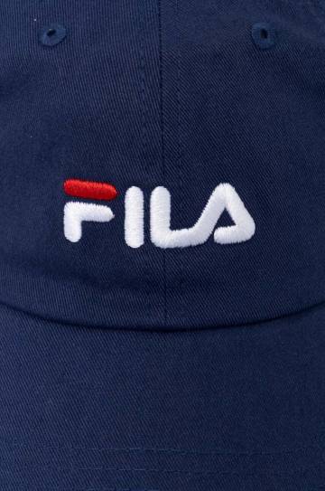 Хлопковая кепка Fila цвет синий с аппликацией Хлопковая кепка Fila цвет синий с аппликацией