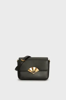 Женская черная кожаная сумка k signature fan md crossbody Черный ONESIZE Karl Lagerfeld 240W3194