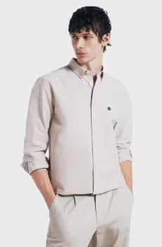 Мужская бежевая рубашка Бежевый S SPRINGFIELD 272781