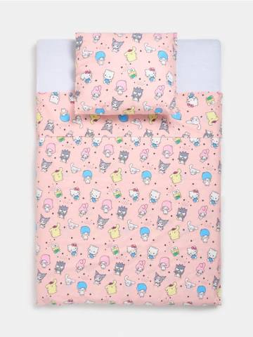 Комплект бавовняної постільної білизни Hello Kitty - пастельний рожевий Комплект бавовняної постільної білизни Hello Kitty - пастельний рожевий