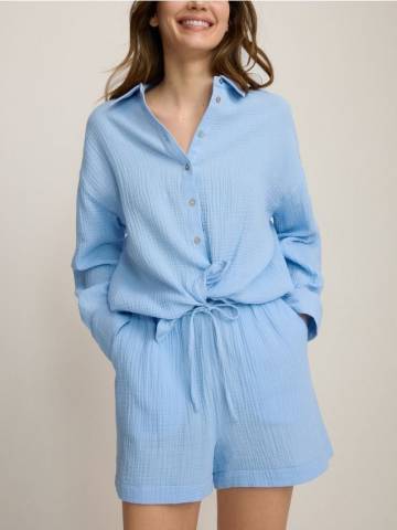 Reserved - Шорти з бавовняного мусліну - світло-блакитний - 267BV-50X