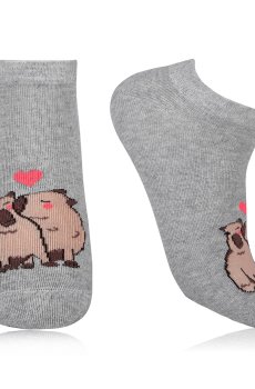 Носки женские AmiGA укороченные, серые, капибара, размер 23-25