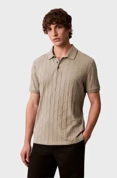 Мужское светло-серое поло с узором MERCERIZED Серый XL Calvin Klein LV04LE203G