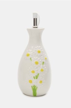 Пляшка для оливкової олії з квітковим візерунком - білий