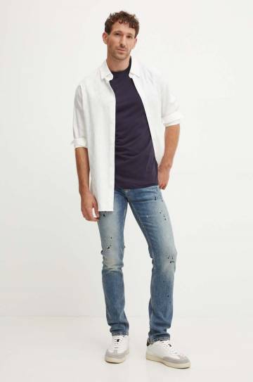 Хлопковая футболка Guess 3 шт мужская цвет синий с принтом U4YG52 KCAM1 Хлопковая футболка Guess 3 шт мужская цвет синий с принтом U4YG52 KCAM1