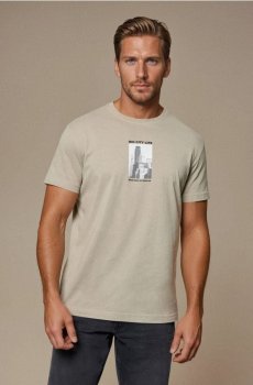 Бавовняна футболка з принтом - блідо-зелений