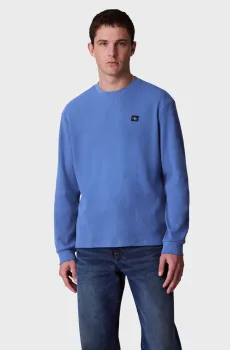 Мужской голубой лонгслив WAFFLE BADGE CREWNK Голубой L Calvin Klein Jeans LV040EM217