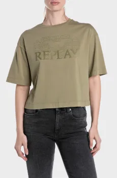 Женская оливковая футболка Оливковый S Replay W3410B.000.22658D