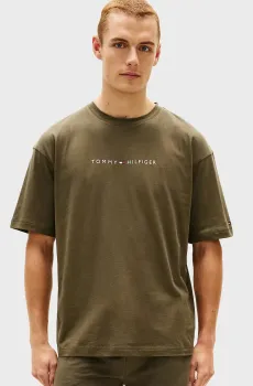 Мужская оливковая футболка SS LOGO Оливковый S Tommy Hilfiger UM0UM03643