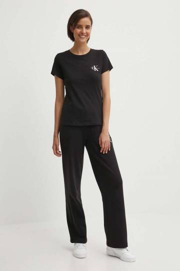 Хлопковые спортивные штаны Calvin Klein Jeans цвет чёрный с принтом J20J223967 Хлопковые спортивные штаны Calvin Klein Jeans цвет чёрный с принтом J20J223967